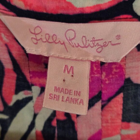 Lilly Pulitzer Sarasota Tunic Top Bright Navy A Jungle In Here Size M - Picture 8 of 10
